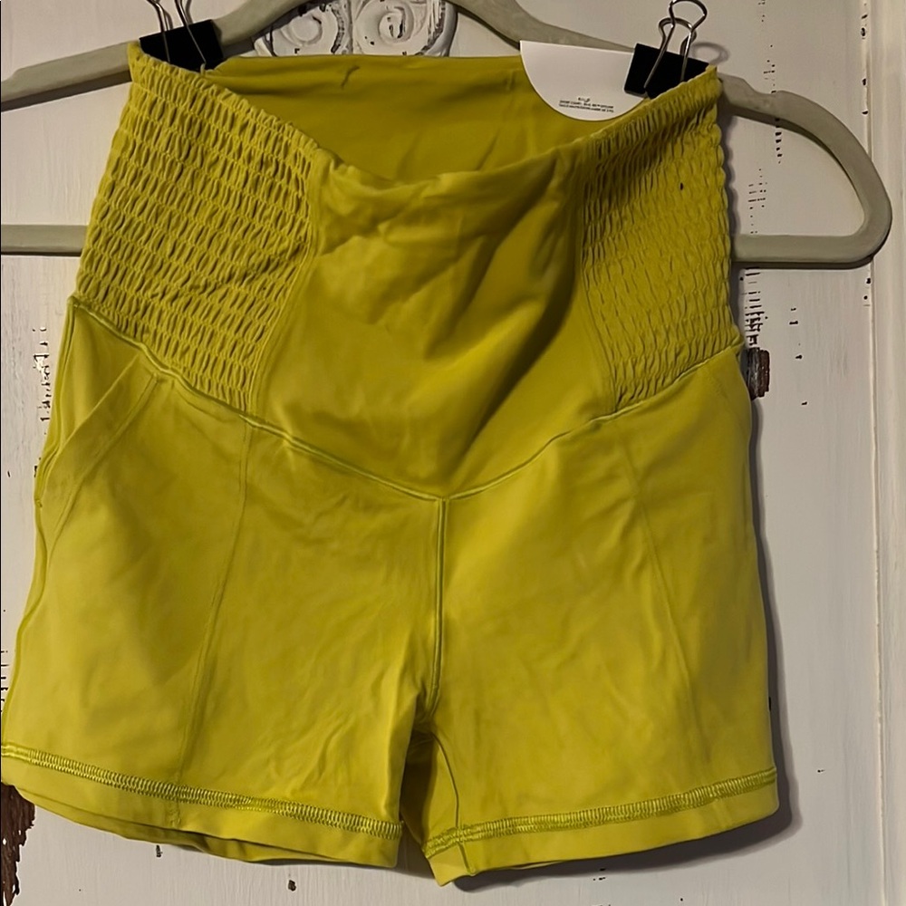 Aerie Vibrant Yellow Bike Shorts with Textured Detail